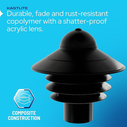 KASTLITE Nautical Walkway Outdoor Lamp Post Light Fixture - Rust & Waterproof Non-Metallic Coastal Lantern - Fits 3" Poles - UL Listed Driveway & Boat Dock Lighting Fixture - USA Made, Matte Black