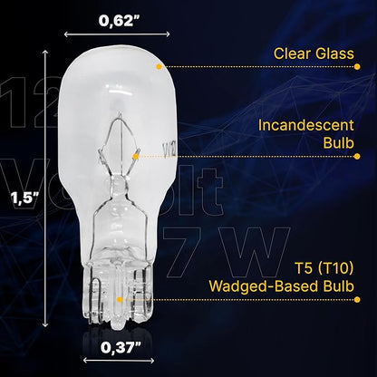 Diximus 12 Volt 7 Watt Low Voltage T5 Landscape Bulb - Pack 10 - Landscape Light Bulbs - Low Voltage Landscape Light Bulbs (Clear, 10)
