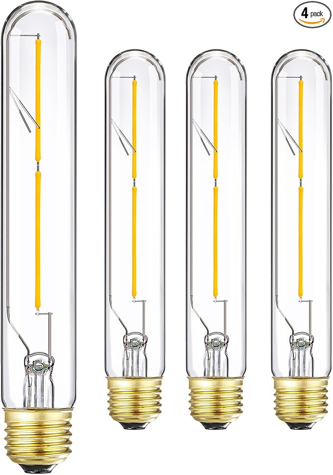 Leools Dimmable E26 LED Bulb 4W Equal 40 Watt Light Bulbs Soft White 30000K E26 Edison Bulb AC120V 400lm Tubular T9 T10 LED Bulb for Pendant,Wall sconces E26 Light Bulbs 4Pack
