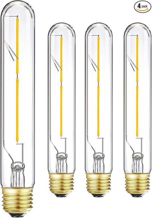 Leools Dimmable E26 LED Bulb 4W Equal 40 Watt Light Bulbs Soft White 30000K E26 Edison Bulb AC120V 400lm Tubular T9 T10 LED Bulb for Pendant,Wall sconces E26 Light Bulbs 4Pack