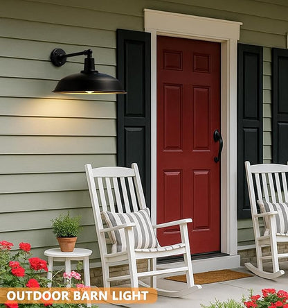 21-inch Large Outdoor barn Light, Straight arm Design, Farmhouse Industrial Style gooseneck barn Light, Waterproof and rustproof Outdoor Wall lamp, Suitable for garages, porches, and patios