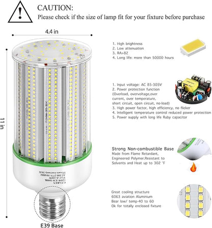 120W LED Corn Light Bulb 2pack,Replacement Metal Halide HPS CFL 500 Watt HID lamp,5000K E39 Mogul Base LED Corn lamp,for Area Lighting Wearehouse Factory Parking lot shoebox Bay Light