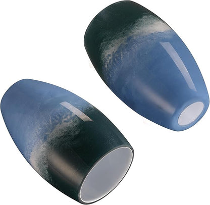 Mini Glass Pendant Light 1-Pack with Handblown Blue White Marble Art Oval Glass Lamp Ceiling Hanging Light, for Dining Room,Kitchen,Foyer,Hallway 4.72"