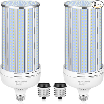 2 Pack 300W Corn LED Light Bulb Fanless,5000K Daylight(3000 Watt Equivalent) E26/E39 Large Mogul Base LED Cob Lamp 44,000LM for Outdoor Indoor Garage Warehouse Factory Workshop Street Backyard