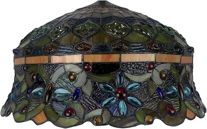 Tiffany Lamp Shade Replacement Only 16X9 Inch Stained Glass Banker Jeweled Lampshades 1 Pcs Hat Light Cover Accessories for Table Lamp Floor Lamp Desk Reading Lights Study Room Lights