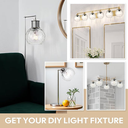 3 Pack Clear Hammered Globe Glass Shade, Glass Shades Replacements Lampshades Covers for light Fixtures with Chandelier Vanity Wall Sconces Pendants