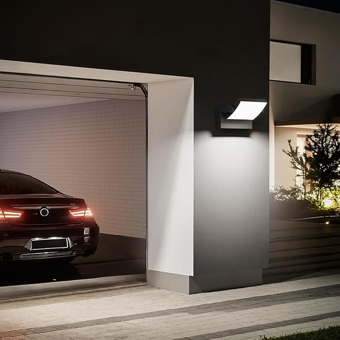 40W LED Outdoor Wall Lights, 5500K Modern Exterior Light Fixtures, IP65 Waterproof Flood Lights, 360 ° Adjustable Head Black Porch Lighting for House (2 Packs)