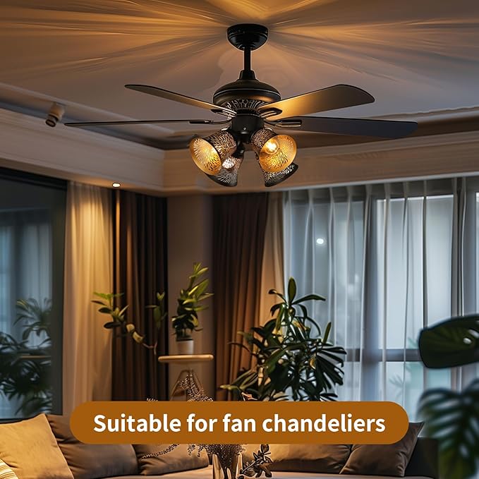Ceiling Fan Replacement Globes, 4 Pack Chrysanthemum Pattern Fixture Replacement Globes Shades with 1-5/8" Fitter, ALUCSET 4.5" Height and 4-3/4" Diameter, Metal Cover for Pendant Lamp Wall Lamp
