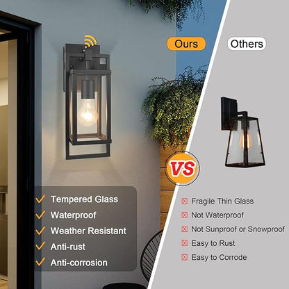 ALVIME Dusk to Dawn Outdoor Wall Lantern, 13 Inch Exterior Light Fixtures, Waterproof Exterior Wall Sconce Lights for House Entryway, Front Door, Patio, Garage, E26 Base&High Strength Clear Glass