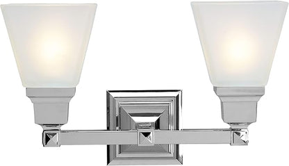 Livex Lighting 1032-05 Mission 2 Light Vanity Polished Chrome with Frosted Glass, 15 x 7.75 x 9.5