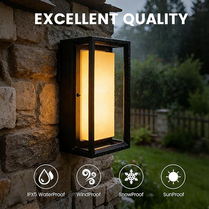 LED Outdoor Wall Sconce & Porch Sconce, 3000K 1500 Lumens, Die Cast Aluminum Porch Lights, Modern Exterior Decorative Light Fixture for Front Door, Garage, House Entrance(11X5.5X4.3inch)