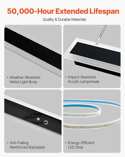VEVOR Outdoor Wall Lights, 2 Pack, 31.5 Inch Long Strip Modern Exterior Wall Sconce Light Fixtures, 3000K Warm White, IP65 Waterproof Anti-Rust Outside Wall Mount Lighting, for House, Porch, Garage