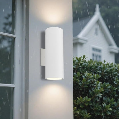 Modern Outdoor Wall Lights,Stainless Steel, 23W 3000K Integrated LED Cylinder Up Down Wall Sconce Porch Lighting IP65 Waterproof Patio Wall Light Fixture for House Porch Entryway