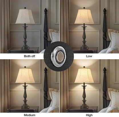 AIDENOEY 28.5" Traditional Table Lamp Set of 2, Rustic Farmhouse Table Lamps for Living Room Bedroom, Bedside Desk Lamps Vintage Nightstand Lamps with Silk Fabric Shades,Antique Rust Table Lamp