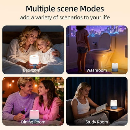 Nursery Night Light with Clock for Kids, Touch Lamp Bedside Desk Lamp, Portable Breastfeeding Night Lamp for Baby, 3 Color Stepless Dimming Up for Restaurant,Bedroom,Rechargeable (Blue)