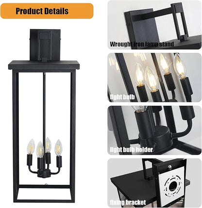30" Extra Large Outdoor Wall Lights Exterior Wall Sconce,Black Outdoor Garage Lights,Modern Exterior Light Fixtures,Waterproof Outdoor Porch Lights for House,Front Door Light Fixture E12 Base