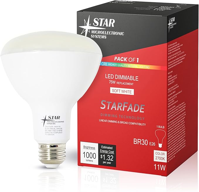 LED Light Bulb Dimmable Broad Compatibility 90 CRI 1000 Lumens 2700K 22,000Hrs BR30 (1 Pack)