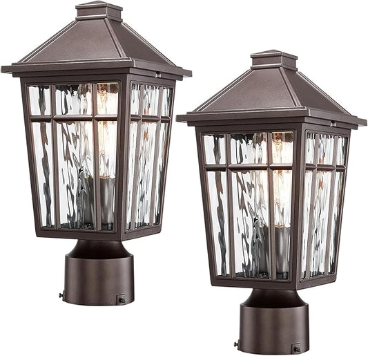 Darkaway Outdoor Post Lights Lamp Post Light Fixture, Waterproof Aluminum Housing with Water Ripple Glass, Fence Post Deck Lighting for Garden Patio Pathway