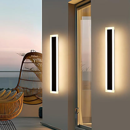Mikeru Upgraded Widened 2pack 31.4inch Outdoor Wall Light Fixtures, 10%-100% Dimmable Outdoor Wall Lights Exterior Front Porch Light 3000-6000k Outdoor Light Fixtures Wall Mount for Basement, Garage