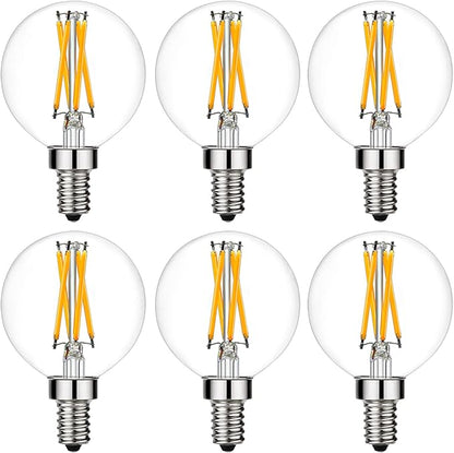 LiteHistory Dimmable G16.5 LED Light Bulb 6W Equal 60W 600lm AC120V Candelabra Bulb 60W for Chandeliers, Ceiling Fan, Vanity Warm White 2700K Globe Light Bulb 6Pack
