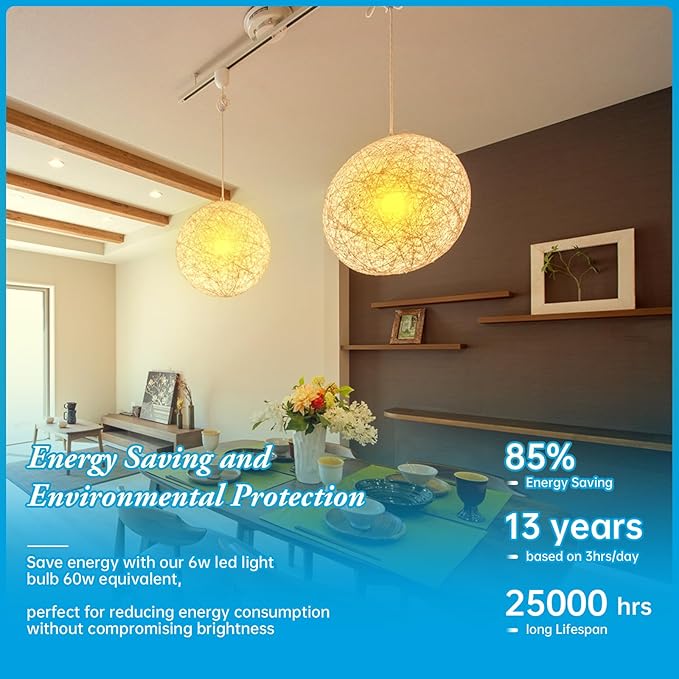 Frosted Globe Light Bulbs 60 Watt Equivalent, 6W No Dimmable LED Globe Light Bulbs, 2700k Soft White, E26 Standard Base G30/G95 Vintage LED Edison Bulb, 1 Pack