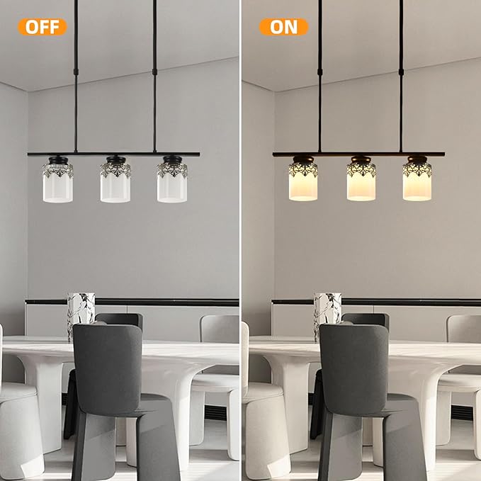 1 Pack Milky White Glass Lamp Shades with Decorative Pattern, 1-5/8 inch Fitter, Cylinder Glass Shade Covers Replacement Globe for Pendant Light fixtures Floor lamps Wall Sconces