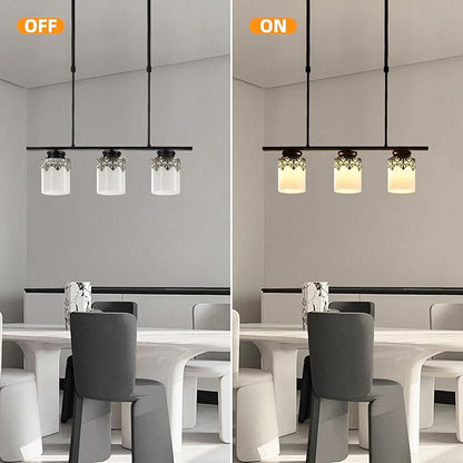 3 Pack White Frosted Glass Lamp Shades with Decorative Pattern, 1-5/8 inch Fitter, Cylinder Glass Shade Covers Replacement Globe for Pendant Light fixtures Floor lamps Wall Sconces