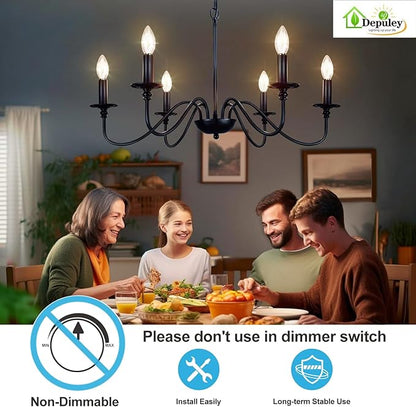 Depuley LED Light Bulbs E12: Candelabra Candle Light Bulb 4W Equivalent 40W Incandescent - LED Chandelier Light Bulbs 2700K Soft White - C35 Clear Filament Bulb E12 Base 500 LM 90+ CRI 6 Pack