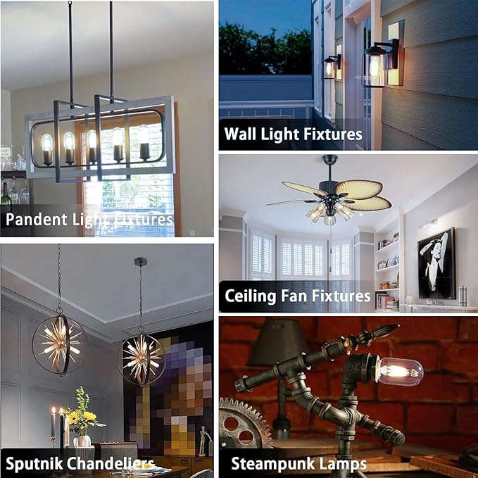 3.2 Inch E26 LED Bulb 60 Watt Equivalent, 3000K Warm White Edison Bulbs Dimmable, AC 120V 600LM T10/T9 Clear Glass Filament Light Bulbs for Pendant Wall Pipe Lights UL Certified-4 Pack