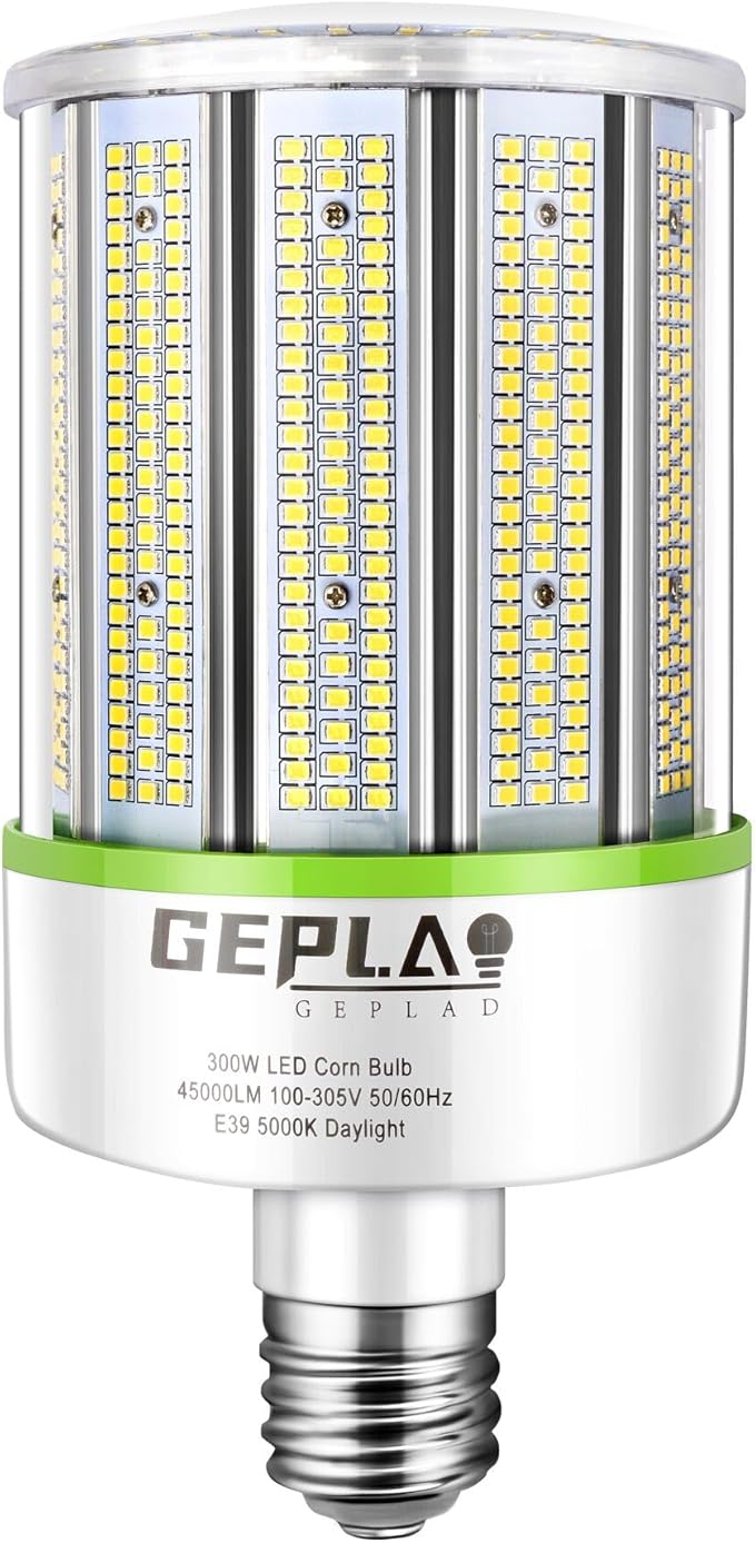 GEPLAD 1000W Equivalent LED Corn Bulb, 300W E39 Mogul Base Bulbs,42,000 Lumen Replacement Metal Halide/HID/HPS Bulb,5000K Daylight for Garage Warehouse Parking Light(Non-Dimmable)
