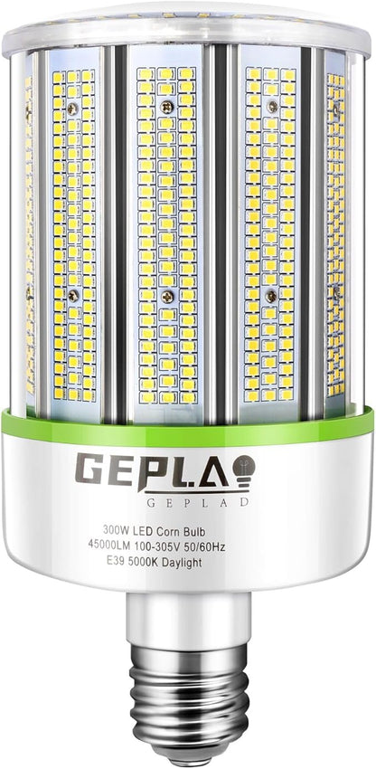 GEPLAD 1000W Equivalent LED Corn Bulb, 300W E39 Mogul Base Bulbs,42,000 Lumen Replacement Metal Halide/HID/HPS Bulb,5000K Daylight for Garage Warehouse Parking Light(Non-Dimmable)