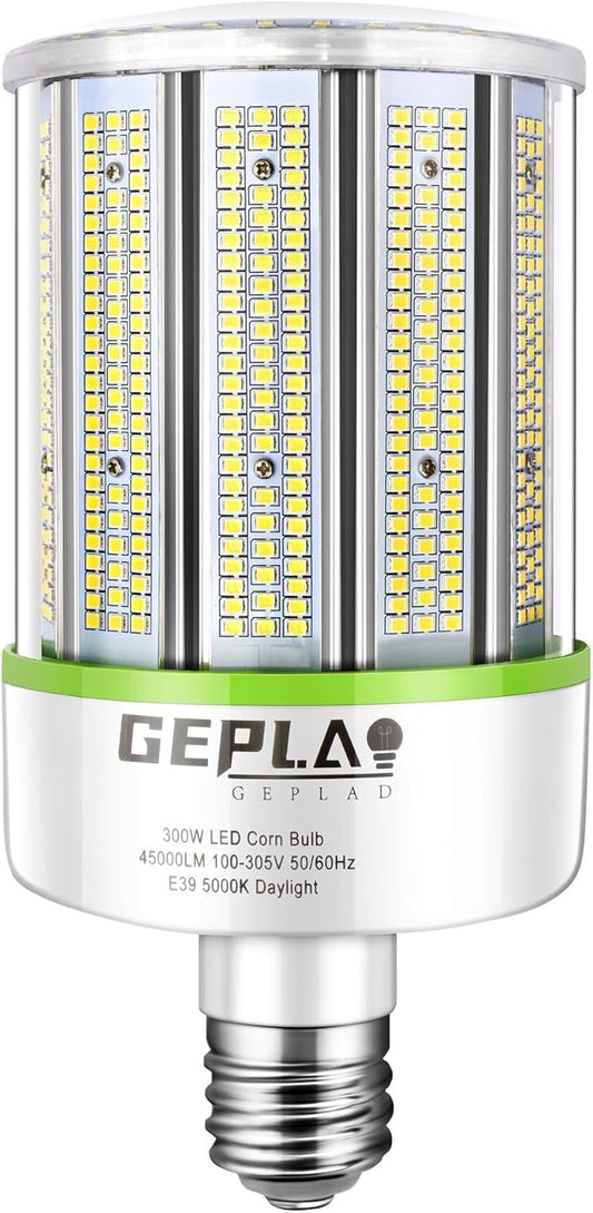 GEPLAD 1000W Equivalent LED Corn Bulb, 300W E39 Mogul Base Bulbs,42,000 Lumen Replacement Metal Halide/HID/HPS Bulb,5000K Daylight for Garage Warehouse Parking Light(Non-Dimmable)