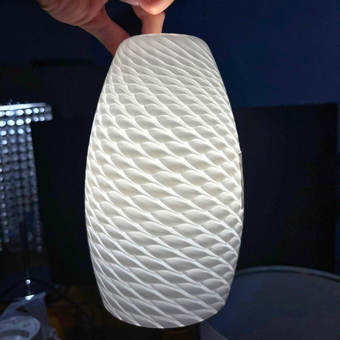 GO&SO 2-Pack Milky-White Ripple Oval Glass Lamp Shades - Hand-Blown Art Glass Pendant Light Fixture, E26 Base, 7.8"H, 1.57" Fitter, Mini Chandelier Replacement Shades Set for Kitchen Dining Room