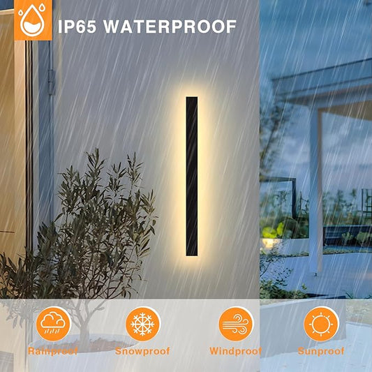 Modern Outdoor Wall Lights 31.5" LED 3000K Outdoor Wall Light for House Exterior Wall Garage Entrance Lighting Fixtures IP65 Waterproof Long Strip Wall Sconces for Doorway Patio Passage