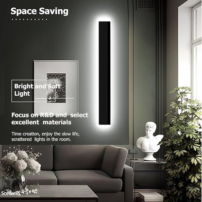2pcs 31in Exterior Wall Lights,4.33in Wide Dimmable Modern Outdoor Wall Lights for Garage and Front Door,Linear Outdoor Wall Sconce IP65 Waterproof,Black LED Outdoor Long Light Fixture