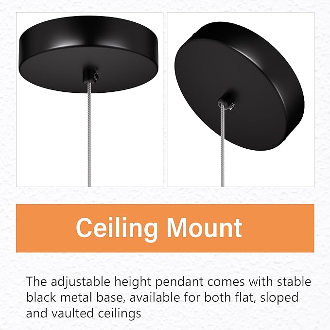 Pendant Lights Kitchen Island, 6500K Modern Kitchen Island Lights Brushed Black, 1 Pack Ceiling Lighting Fixtures with Crystal Bubble, Integrated LED Hanging Light for Dining Room Restaurant