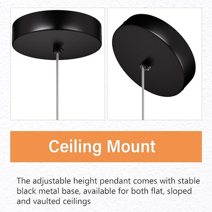Pendant Lights Kitchen Island, 6500K Modern Kitchen Island Lights Brushed Black, 3 Pack Ceiling Lighting Fixtures with Crystal Bubble, Integrated LED Hanging Light for Dining Room Restaurant