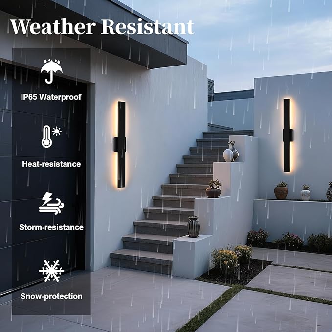 2 Pack Modern Outdoor Wall Lights for Patio,48 inch Long Outdoor LED Wall Lights,LED Long Linear Exterior Lighting,Outside Linear Wall Light for Porch,Patio,Enterway,Front Door