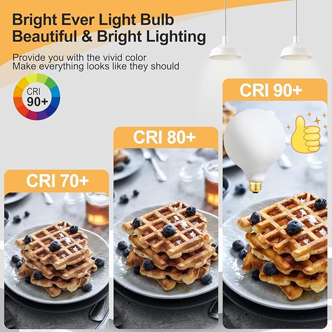 Leools LED Light Bulb G40 Dimmable Flick-Free Matt 4W Frosted Glass CRI95 Warm White 438LM, 40W Equivalent Vintage LED Edison Globe Filament Light Bulb,E26 Base, 1 Pack