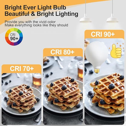 Leools LED Light Bulb G40 Dimmable Flick-Free Matt 4W Frosted Glass CRI95 Warm White 438LM, 40W Equivalent Vintage LED Edison Globe Filament Light Bulb,E26 Base, 1 Pack