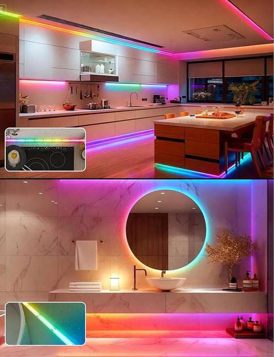 COB LED Strip Lights, RGB Smart IC, IP67 Waterproof, Dimmable 40FT/12M, Color Flowing Tape Light with App Control & Music Sync, Dotless LED Light for Outdoor, Patio, christmas & Party Decorations