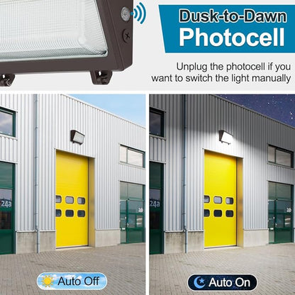 120W LED Wall Pack Light, 120W/100W/80W Switchable, 3000K/4000K/5000K Adjustable, 15600lm 120-277V IP65 0-10V Dimmable, Dusk-to-Dawn Outdoor Lighting Fixture, Exterior Wall Light, ETL 2-Pack