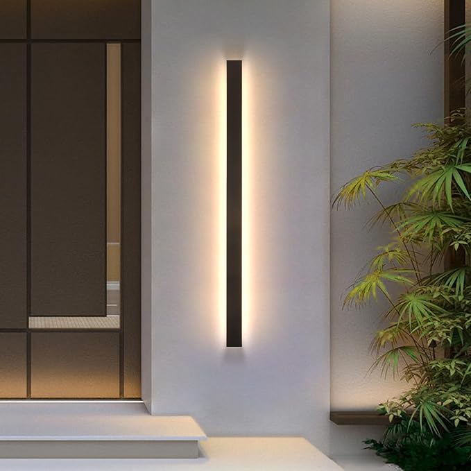 Modern Outdoor Wall Light, 47inch Exterior Lighting Fixture Wall Mount,Black IP65 Waterproof Porch Lights Wall Sconce,3000K Long LED Linear Outside Lighting for Garage, House,Front Door