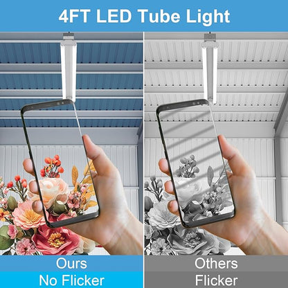 T8 LED Tube Light Bulbs 4 Foot 20W 40W Equivalent, 6000K Cool White 2000LM, T8 T10 T12 Fluorescent Replacement, Dual-end Powered Ballast Bypass, Frosted Cover ETL Listed for Garage 10-Pack