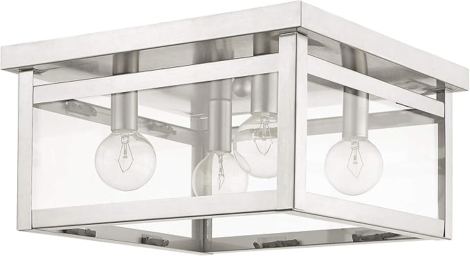 Livex Lighting 4032-91 Milford 4-Light Ceiling Mount, Brushed Nickel, 6.00x11.00x11.00