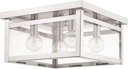 Livex Lighting 4032-91 Milford 4-Light Ceiling Mount, Brushed Nickel, 6.00x11.00x11.00