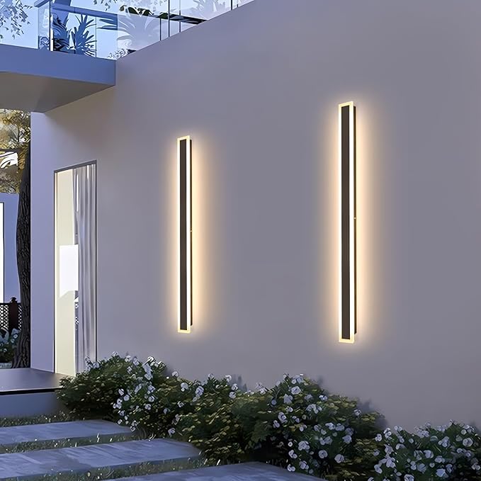 59inch 1 Pack Modern Outdoor Wall Sconce 3000K LED Outdoor Wall Lights IP65 Waterproof Black Exterior Light Fixtures for Garage Garden Patio