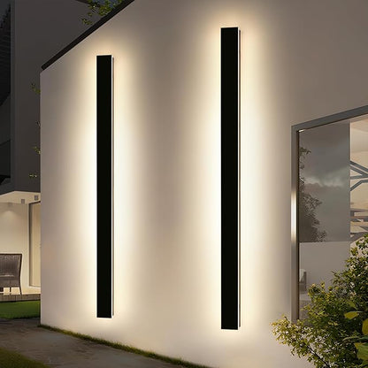 2 Pack Modern Outdoor Wall Light, 71inch Black Exterior Wall Mount Light Fixtures, 3 Color 3000K/4500K/6000K, IP65 Waterproof, Porch Wall Sconce, Long Linear Outside Lighting for Patio Garage Garden