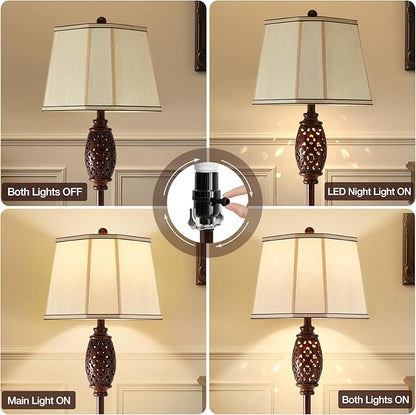 Luvkczc Vintage Floor Lamp - Brown Carved Resin with Hollow Light Design, Rustic Standing Lamp for Living Room, Bedroom, Study(Bulb Included)