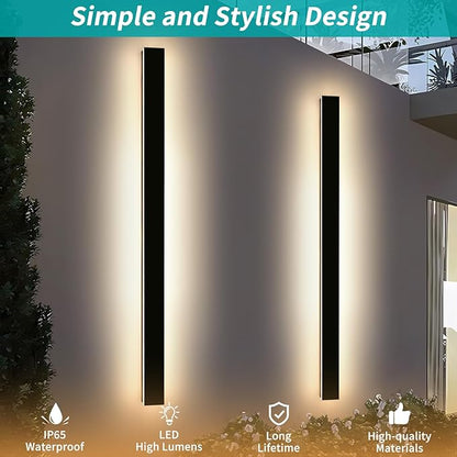 Mikeru 70.8inch Long LED Wall Light Fixtures, 3000k Exterior Wall Sconces, Acrylic Invisible Outdoor Lights for Porch Modern Exterior Wall Light Mount Lighting for House Courtyard Patio Garage
